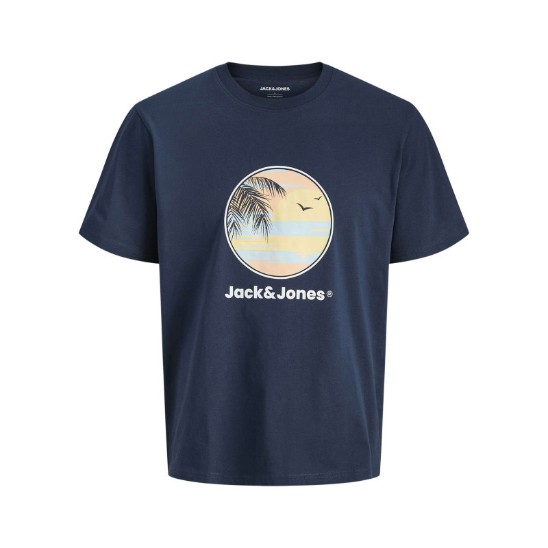 Jack & Jones - T-shirt En Coton Marine Pourvu D'une Coupe Droite Et D'un Col Rond - Bleu Foncé