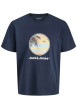 Thumbnail T-shirt en coton marine pourvu d'une coupe droite et d'un col rond