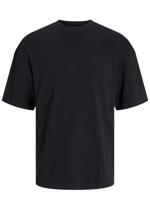 T-shirt en coton biologique noir à coupe droite et de manches courtes