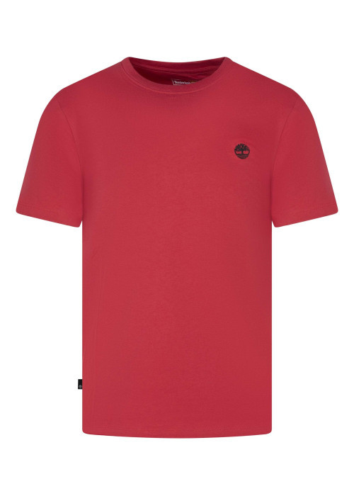 T-shirt en coton rouge uni avec une coupe droite et des manches courtes