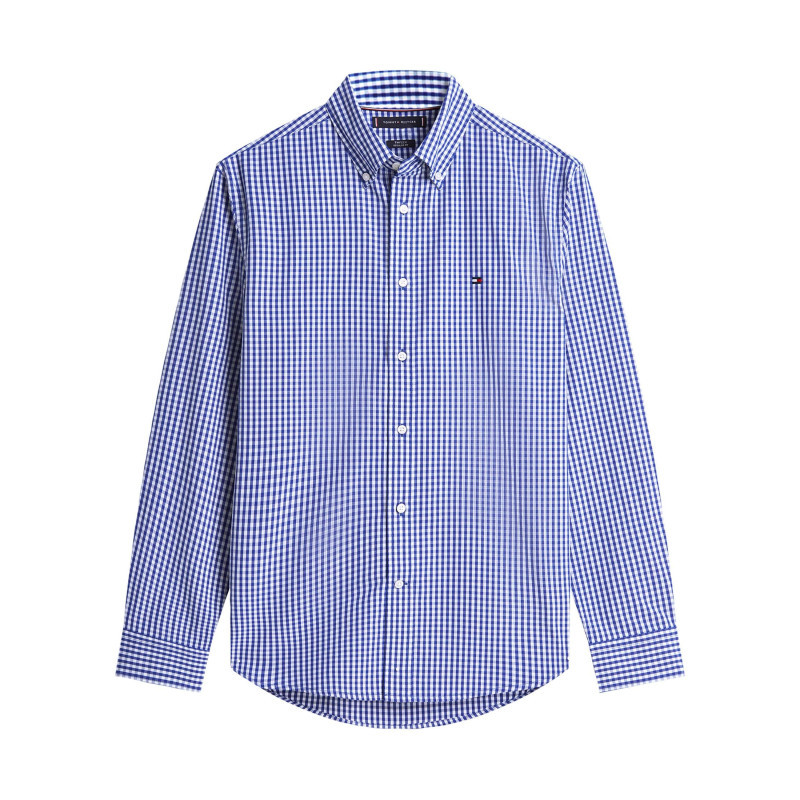 Tommy Hilfiger - Chemise Bleue En Coton à Coupe Droite Ornée D'un Imprimé Carreaux - Bleu