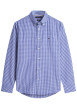 Thumbnail Chemise bleue en coton à coupe droite ornée d'un imprimé carreaux