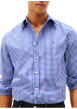Thumbnail Chemise bleue en coton à coupe droite ornée d'un imprimé carreaux - Image 4