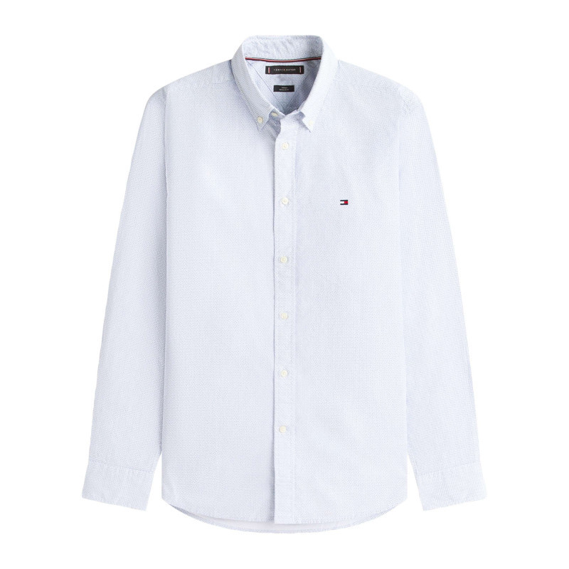 Tommy Hilfiger - Chemise Bleue En Coton à Coupe Droite Ornée D'un Imprimé Géométrique - Bleu