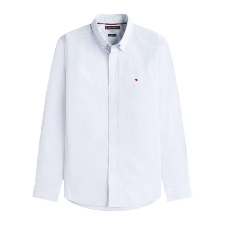 Chemise bleue en coton à coupe droite ornée...