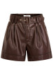 Thumbnail Short en simili cuir marron uni à coupe droite avec une ceinture