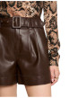Thumbnail Short en simili cuir marron uni à coupe droite avec une ceinture - Image 3