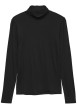 Thumbnail T-shirt noir uni avec un col montant et des manches longues