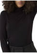 Thumbnail T-shirt noir uni avec un col montant et des manches longues - Image 2