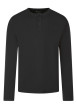 Thumbnail T-shirt en coton noir uni avec une coupe droite et un col tunisien