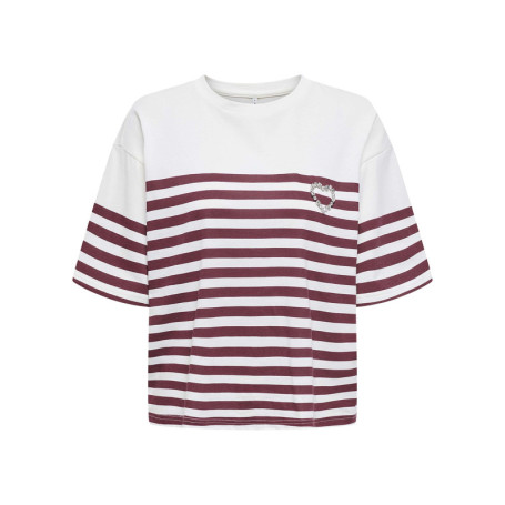 T-shirt en coton blanc rayé avec une coupe...