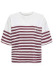 Thumbnail T-shirt en coton blanc rayé avec une coupe droite à col rond