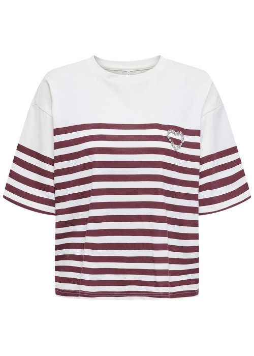 T-shirt en coton blanc rayé avec une coupe...