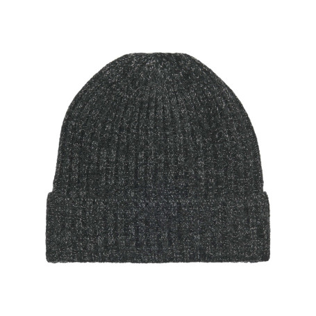 Bonnet noir uni effet côtelé et incrusté de...