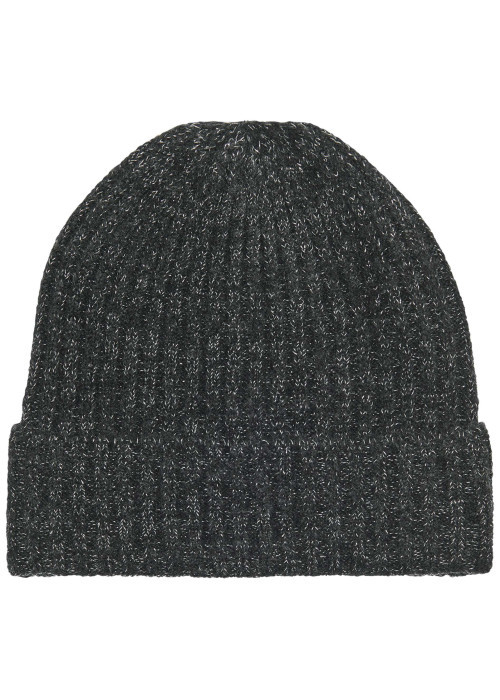 Bonnet noir uni effet côtelé et incrusté de...