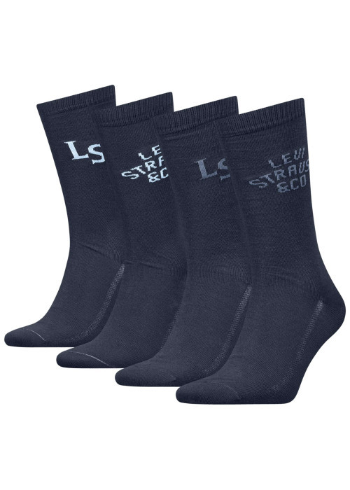 Lot de 4 paires de chaussettes hautes bleu marine en coton mélangé