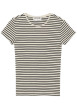 Thumbnail T-shirt écru à rayures avec une coupe près du corps et un col rond