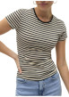 Thumbnail T-shirt écru à rayures avec une coupe près du corps et un col rond - Image 4