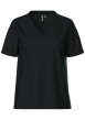 Thumbnail T-shirt en coton biologique noir uni avec une coupe droite et un col V