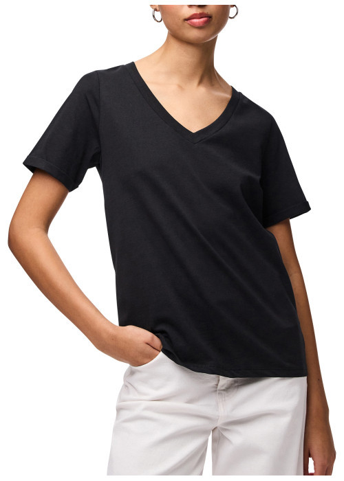 T-shirt en coton biologique noir uni avec une...