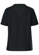 Thumbnail T-shirt en coton biologique noir uni avec une coupe droite et un col V - Image 2