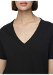 Thumbnail T-shirt en coton biologique noir uni avec une coupe droite et un col V - Image 3