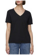 Thumbnail T-shirt en coton biologique noir uni avec une coupe droite et un col V - Image 4
