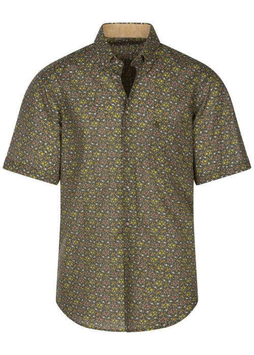 Chemise en coton kaki avec une coupe regular fit et un imprimé fleuri