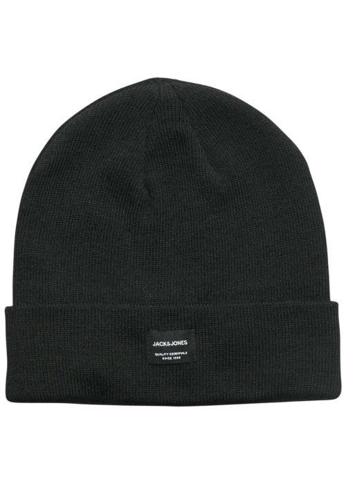 Bonnet noir uni à revers avec une étiquette...