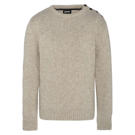 Pull beige uni coupe régular avec un col rond