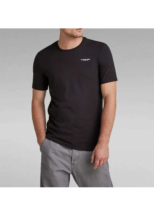 T-shirt en coton noir uni avec une col rond et...