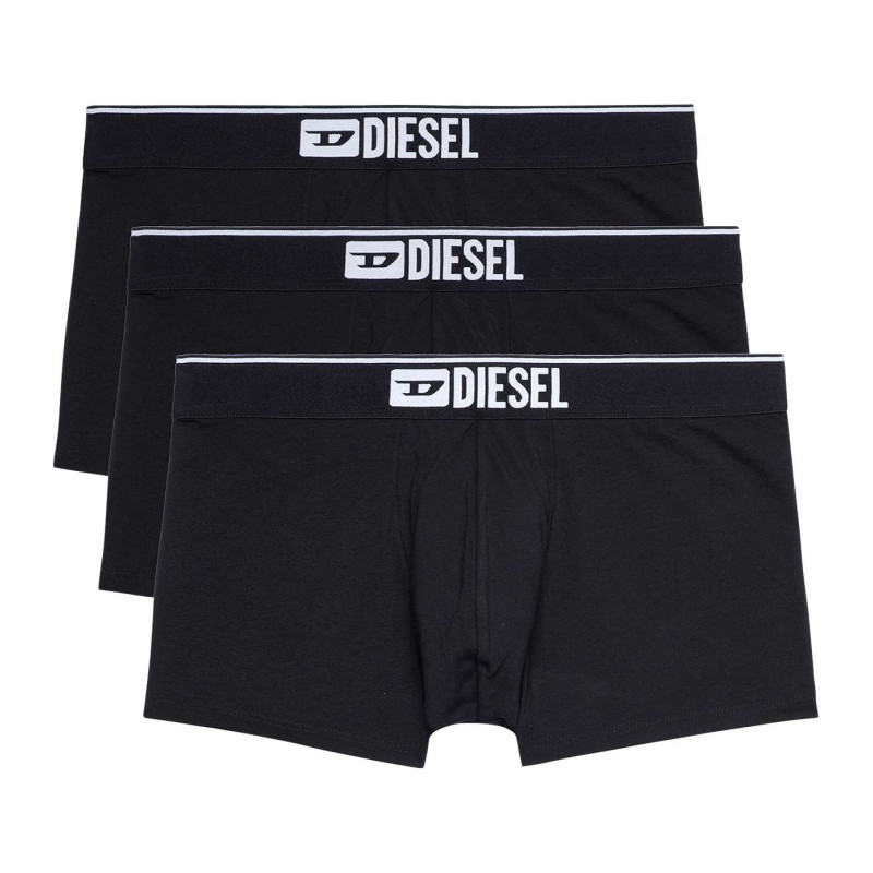 Diesel - Lot De 3 Boxers Classiques Noirs En Coton Stretch Avec Taille élastiquée - Noir