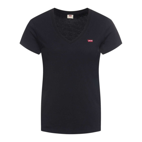 T-shirt en coton noir uni avec une coupe droite...