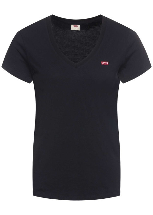 T-shirt en coton noir uni avec une coupe droite...