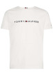 Thumbnail T-shirt blanc en coton biologique col rond et manches courtes avec logo brodé sur la poitrine