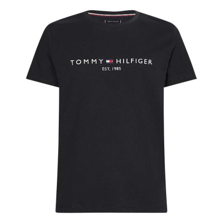 T-shirt noir en coton biologique col rond et...