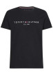 Thumbnail T-shirt noir en coton biologique col rond et manches courtes avec logo brodé sur la poitrine