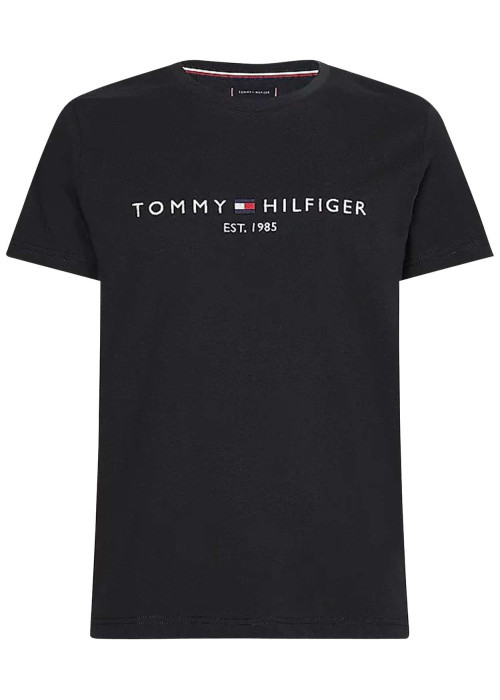 T-shirt noir en coton biologique col rond et...