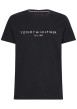 Thumbnail T-shirt noir en coton biologique col rond et manches courtes avec logo brodé sur la poitrine - Image 2
