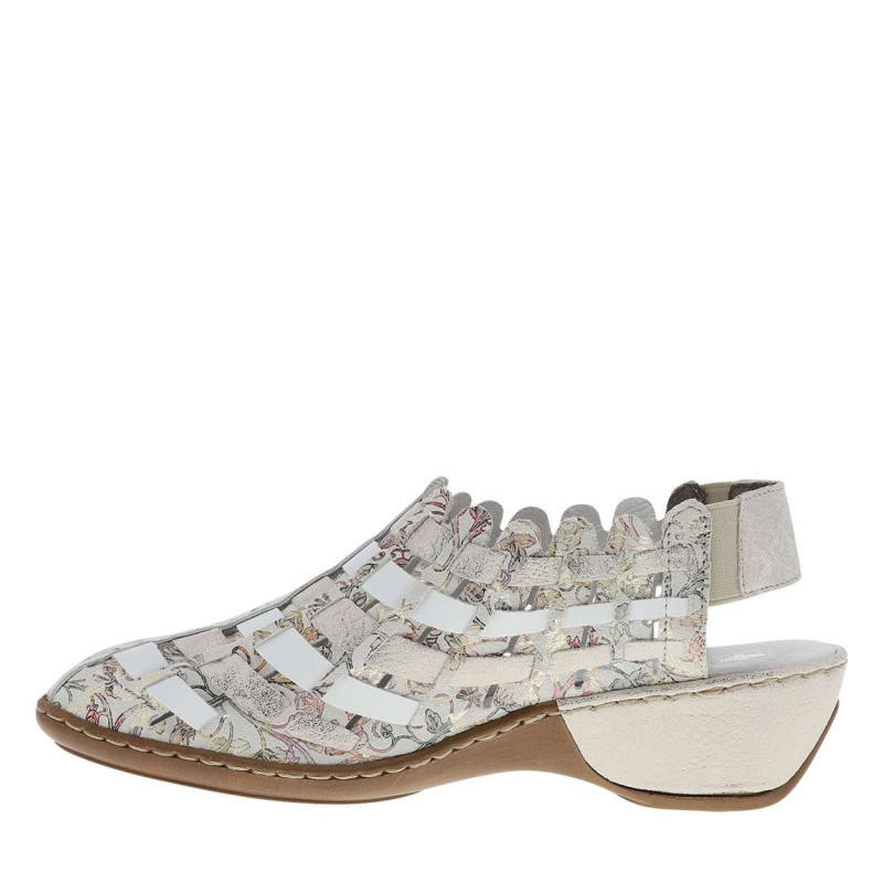 Rieker® - Escarpins En Cuir Beiges à Talon Compensé Avec Deux Soufflets élastiqués - Beige