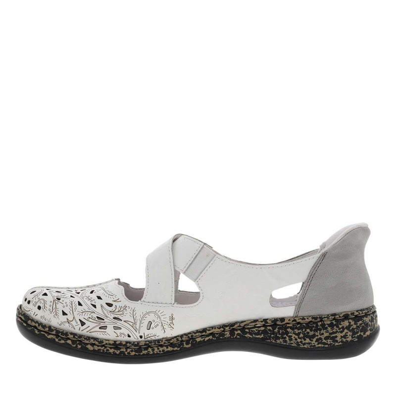 Rieker® - Ballerines Emboitant En Cuir Blanches à Talon Plat Avec Des Slip-on - Blanc