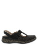 Thumbnail Ballerines emboitant en cuir noires à talon plat avec une bande auto-agrippante