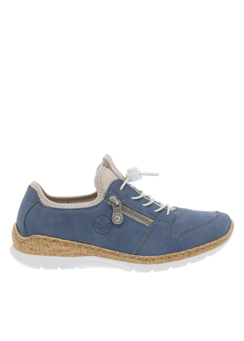 Sneakers bleues à talon compensé bas avec...