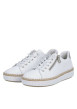 Thumbnail Tennis en cuir blanches à talon plat avec des lacets et un zip latéral - Image 7