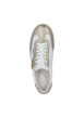Thumbnail Tennis blanche et dorée à talon plat avec des lacets plats et un zip doré - Image 4
