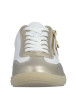 Thumbnail Tennis blanche et dorée à talon plat avec des lacets plats et un zip doré - Image 7