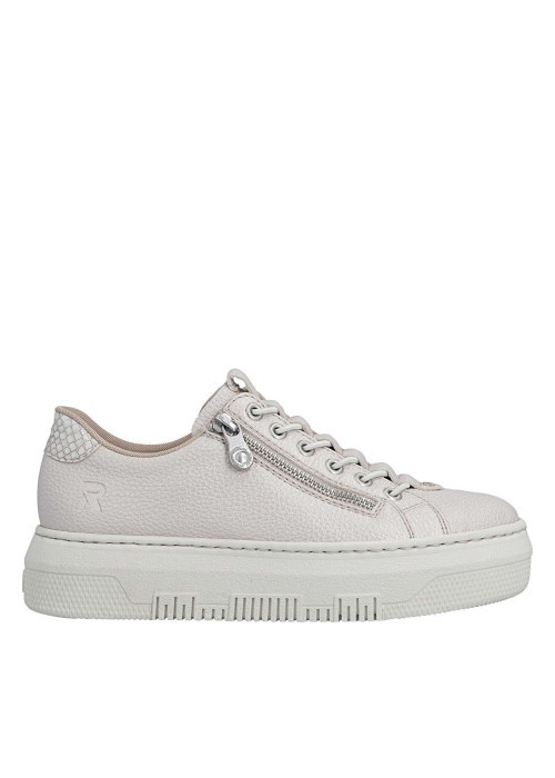 Tennis perle à talon plateau avec un zip et des lacets élastiqués décoratifs