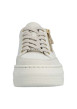 Thumbnail Tennis en cuir beiges à talon plateau avec des lacets et un zip latéral - Image 6