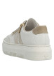Thumbnail Tennis en cuir beiges à talon plateau avec des lacets et un zip latéral - Image 9