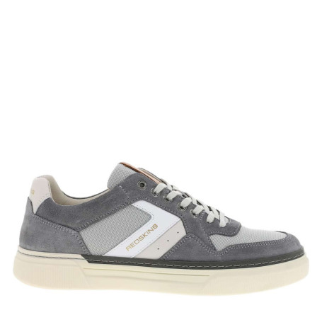 Tennis grises en cuir à talon plat avec des...